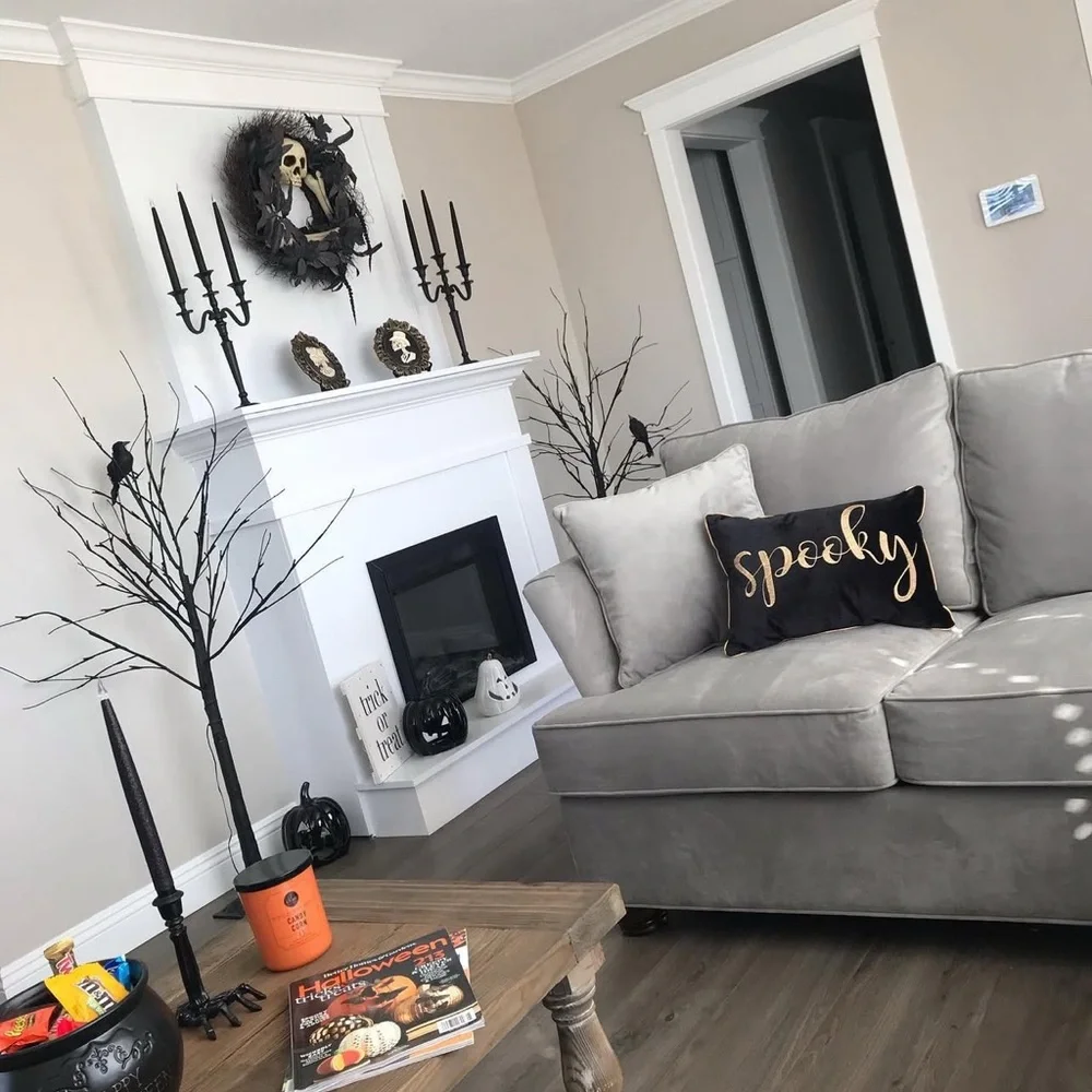 Elegant Black‎ and Gold 'Spooky' Holiday Pillows